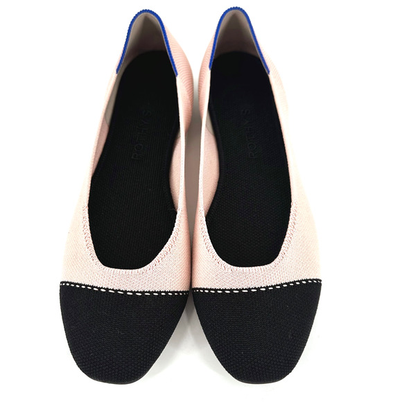 Rothys Womens The Square Flats In Rosewater Size 9 Pink/Black Comfort Preppy - Picture 5 of 8